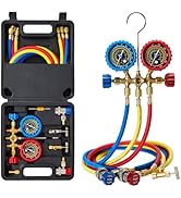 WISSCOOL AC Gauges HVAC Manifold Gauge Set for R134 R22 R12 R502, with 5ft Hoses Couplers Adapter...
