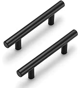 Estmoon 30 Pack Cabinet Handles Matte Black Cabinet Pulls with 3 Inch Hole Center, Stainless Stee...