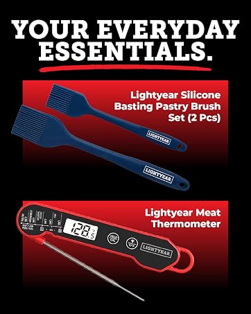 Silicone Heat-Resistant BPA-Free Meat Thermometer Pastry Brush Set Silicone Non-Slip Grip searing
