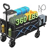 AMADA HOMEFURNISHING Wagon Cart Foldable, Collapsible Wagon Cart with 360 LBS Max Load &amp; Expandab...