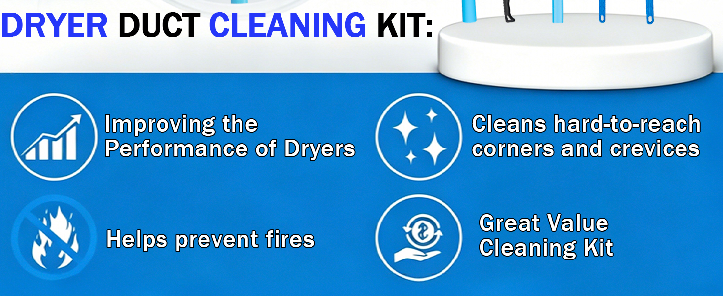 Dryer Vent Cleaner Kit, Vacuum Hose &amp;amp; Brush for Vacuum Hose