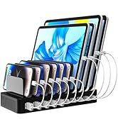 Haioulun 100W 10-Port Smart Charging Station | 5 USB-A &amp; 5 USB-C Ports | Organized Design for Cel...