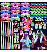 SHQDD 158 PCS Glow in the Dark Party Supplies, 14PCS LED Glasses, 30LED Finger Lights, 14LED Ligh...