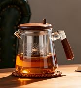 Moyufoby Glass Teapot With Infuser, Travel Tea Mug650ml/22oz, Portable Loose Tea Infuser, Button ...