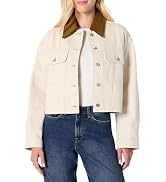 Essentials Women's Oversized-Fit Cropped Heavyweight Denim Jacket with Contrast Corduroy C...