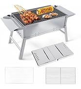 FIRINER Foldable Portable Charcoal Grill, Small Compact Outdoor BBQ Grill for Camping, Backyard, ...