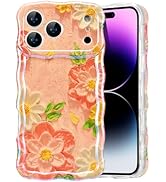 EYZUTAK Case for iPhone 17 Pro Max, Colorful Retro Oil Painting Flower Laser Glossy Pattern Cute ...
