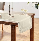 Accent Home Natural 13 x 72 Inches Cotton-Linen Table Runner – Soft, Durable &amp; Natural Blend Rust...