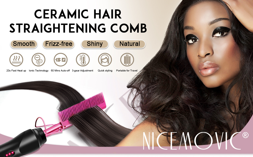 Ceramic Heating Hair Straightener Comb