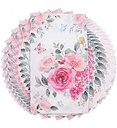 Floral Paper Napkins for Plates-60pcs Disposable Flower Guest Long Napkins for Party/Wedding/Birt...