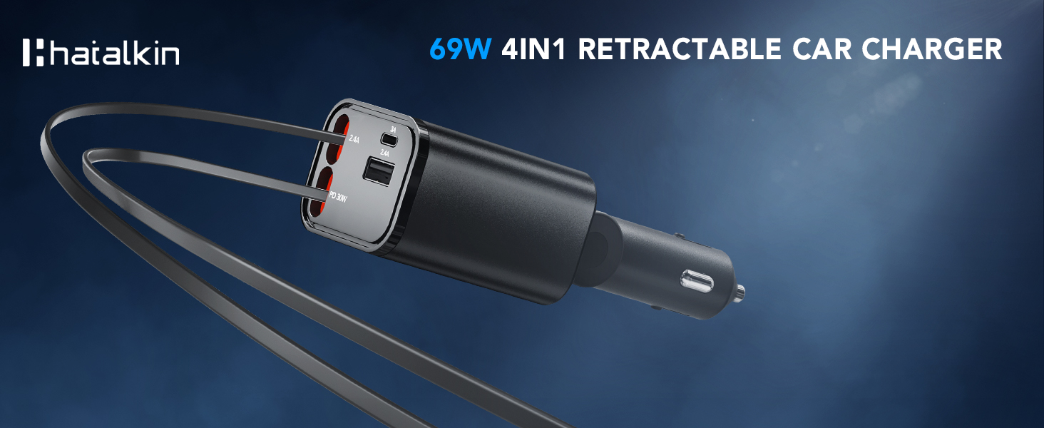 4 in 1 retractable car charger