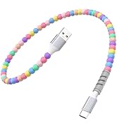 AHFYCIH 60W Beaded USB A to USB C Carplay Cable 1FT Short for iPhone 17 Pro Max 16 15,45W 40W 3A ...