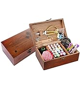 Sewing Kit, Wooden Sewing Kit Box for Adults, Wooden Sewing Basket with Accessories, Home Sewing ...