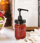 Jarmazing Products Mason Jar Syrup and Condiment Dispenser full of ketchup