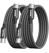 etguuds 240W USB-C Charge Cable 6ft, 2-Pack USB C to USB C Cable 240w, Fast Charging Type C Charg...