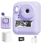 Ziegoal Kids Camera Instant Print, 1080P Digital Dual Camera for Kids, Instant Photo Printing Toy...