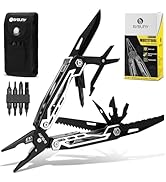 BIBURY Multitool, 21-in-1 Stainless Steel Pocket Tool with Scissors, Spring-Loaded Pliers with Sh...