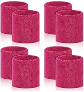 8 Pcs Sports Wrist Sweat Bands for Men &amp; Women, Absorbent Wrist Sweatbands Tennis Wristbands, Ela...