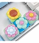 Cute Floral Cherry Blossom &amp; Sunflower Resin Handmade Keycaps for Mechanical Keyboard with Cross ...