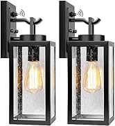 2 Packs Dusk to Dawn Outdoor Wall Lantern with Sensor, Exterior Porch Light Fixtures Wall Mount, ...