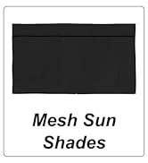 Mesh Sun Shades. Long black shade that attaches to RV awning for extra protection.