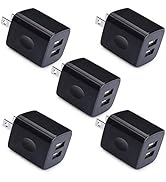 Charger Box, Charging Cube 5 Pack, Dual USB Wall Charger 5V 2A Power Adapter Charger Block Brick ...