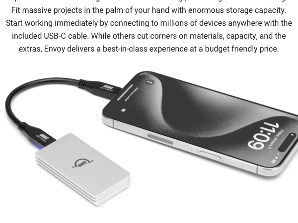 BUS POWERED EXTRENAL STORAGE BACKUP SSD HARD DRIVE MAC PC USB-C USB4 THUNDERBOLT PORTABLE RUGGED 