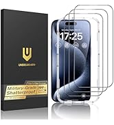 UNBREAKcable 3-Pack Screen Protector for iPhone 15 Pro Max, Double Shatterproof Tempered Glass [E...