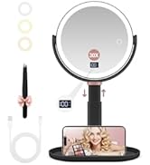 GOMIPURU Makeup Magnifying Mirror with Light 30X/1X, Digital Display, 2-Sided Touch Control, Make...