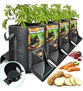 [Upgraded] 4Pcs 15 Gallon Potato Grow Bags with Unique Harvest Window &amp; Visible Window, Non-Woven...