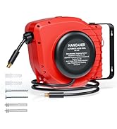 Hancaner Retractable Air Hose Reel, 1/4" x 50FT Hybrid Air Hose Max 350PSI, Air Compressor Hose R...