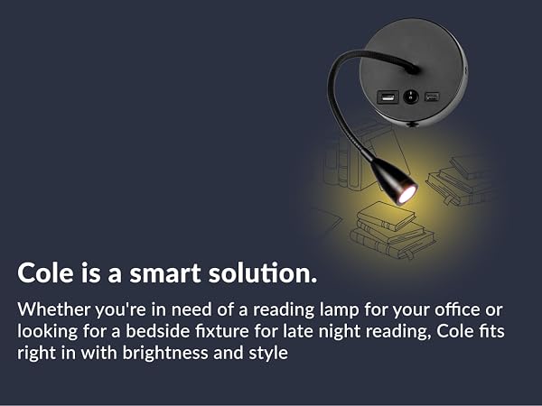 bedside lamp with USB-A and USB-C charging ports space saving desk accessory for nightstands