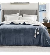 Degrees of Comfort Electric Heated Blanket Queen Size with Dual Control - Soft Flannel Heating Bl...