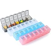 4 Pack Weekly Pill Organizer, 7 Days Pill Case Travel Daily Pill Box Portable Medicine Organizer ...