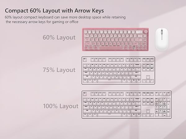 60% Gaming Keyboard Pink, QMK/VIA Creamy Mechanical Keyboard Topographic