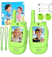 Video Walkie Talkies for Kids, 2 Pack Rechargeable Real-Time Video Chat &amp; Voice Changer Walkies T...