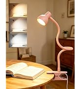 Uchoiceme Pink Small Desk Lamp Clip on Reading Light for Bed 3 Colors 10 Brightness Dimmable Flex...