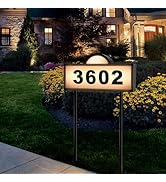 Solar Address Signs for Yard, Solar Powered Address Sign with Warm White &amp; Cold White, IP65 Water...