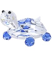 H&amp;D HYALINE &amp; DORA Blue Crystal Turtle Figurine Collection Paperweight Table Centerpiece Ornament