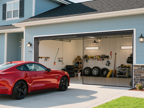 sliding track magnetic garage door screen