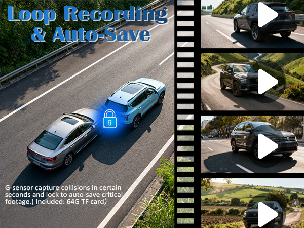 carplay wireless adapter with loop recording and the G-sensor locks collision footage apple play