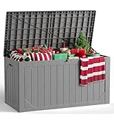 MAKE CHANGES Outdoor Storage Box, 100 Gallon Deck Box Outdoor Storage Bench Outside Waterproof Re...