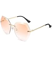 FEISEDY Women Oversized Rimless Sunglasses Diamond Cutting Lens Sun Glasses B2569