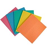 Swedish Dishcloth Reusable Sponge Cloth Ultra-Absorbent Hand Towels 5 Pack Washable Cellulose Dis...