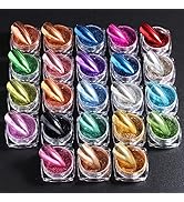 Metallic Mirror Chrome Nail Powder Set, 23 Colors Magic Mirror Y2K Gold Silver Decorations Rubbin...