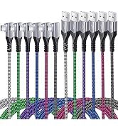 Excgood [6-Pack] Right Angle USB Type C Cable, [6.6t] 90 Degrees C Charger Cable Fast Charging Br...