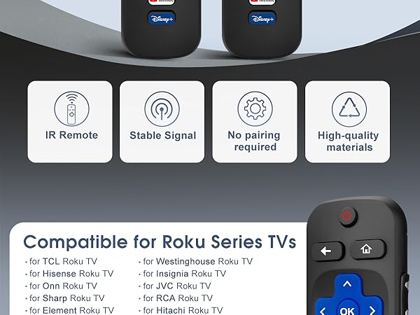 for roku remote, for roku remote replacement, for tcl roku tv remote, for roku tv remote