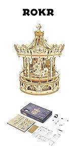 ROKR 3D Wooden Puzzles Music Box (Secret Garden) - Model Kits for Adults Spinning Musical Jewelry Bo...