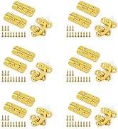 12Pcs Small Decorative Hinges and 6Pcs Latch Hook Hasp for DIY Gift Box, Wine Box, Gold