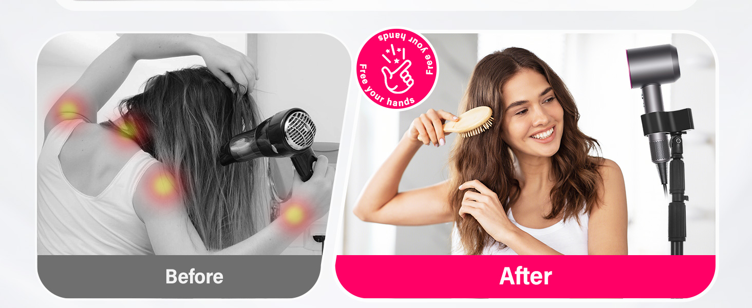 Hands-Free Hair Dryer Stand Holder with Strong Suction Base